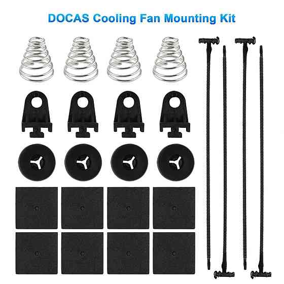Вентилятор радіатора DOCAS QCFS-001 12'' 12V 80W чорний тонкий універсальний 10 лопатей 3-Pin монтажний комплект Київ