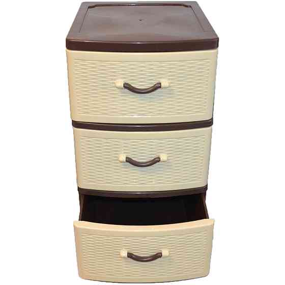 Комод пластиковий Efe Plastics 3 ящики 69х46х38 ротанг бежевий. Ефе пластик Одеса