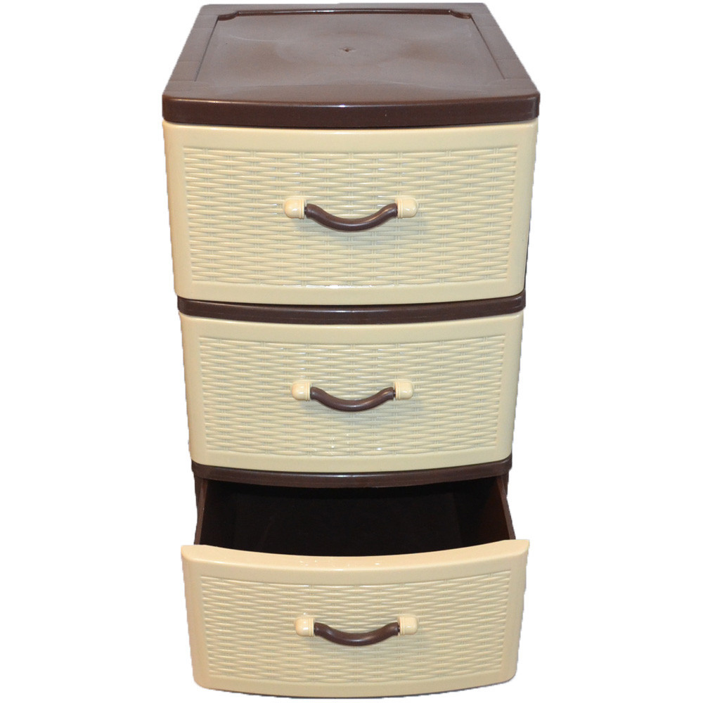 Комод пластиковый Efe Plastics 3 ящика 69х46х38 ротанг бежевый. Эфе пластик Одесса - изображение 2