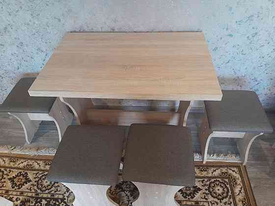 Маленький раскладной стол для кухни и 4 табурета (комплект стол 4 табурета) - Дуб Сонома Львов