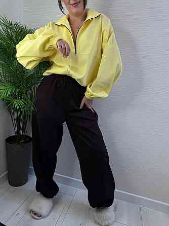 Жіночий стильний повсякденний костюм-двійка з мікровельвету Жовтий, 42/44 Одеса