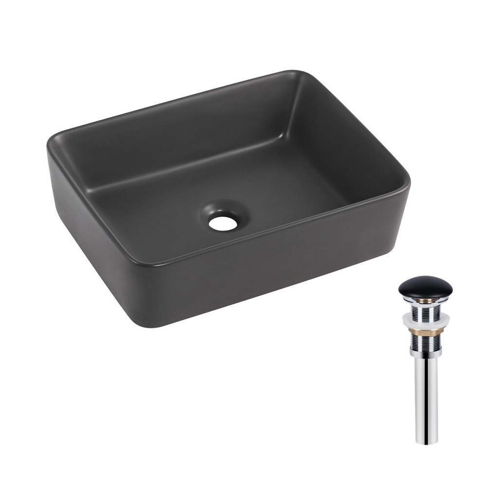 Раковина накладна Qtap Tern 480x370x135 мм, Anthracite, прямокутна, з донним клапаном QT17116069AN Київ - фото 1