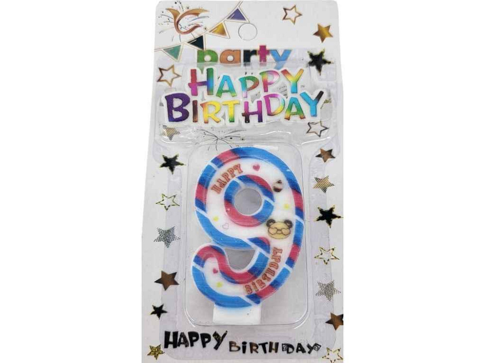 Свічка-цифра 9 Happy Birthday з топером арт.076 ТМ PRC Київ - фото 1