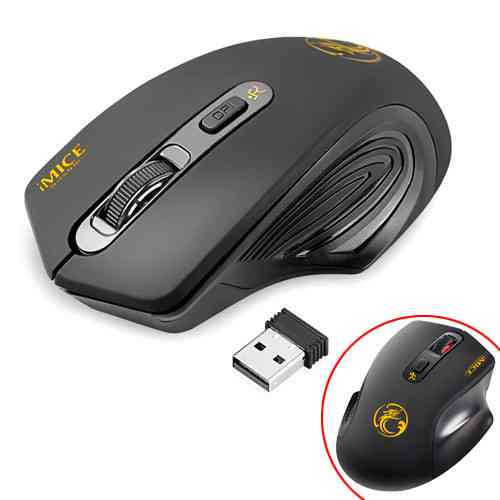 Беспроводная игровая мышь iMice G-1800, тихая работа, 2000DPI, чёрная, USB адаптер Киев