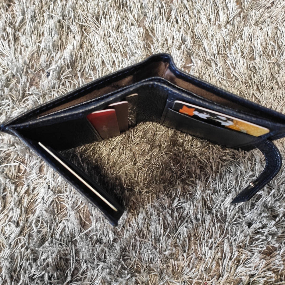 Квадратный маленький кожаный кошелек с монетницей синего цвета ST 430 Киев - изображение 5