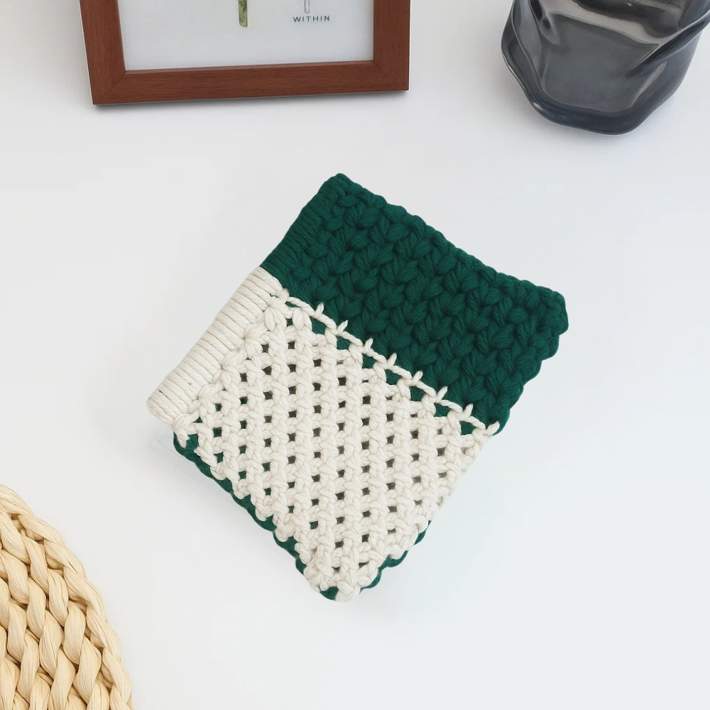 Набор макраме для рукоделия, для творчества и вязания своими руками кошелька  15.7х10см цвет зелёный с белым Каменец-Подольский - изображение 7