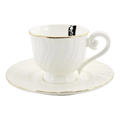 Набір кавовий Хвиля 12 предметів (ч.90мл + блюдце) порцеляна білий LTSL-C0109-А Interos Житомир