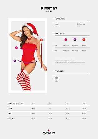 Боди Obsessive Kissmas teddy red S/M Sex Aura Киев
