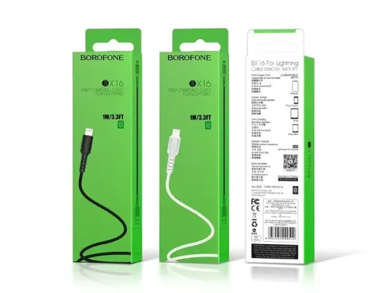 Кабель USB - Lightning Borofone BX16 Easy 1м 2А швидка зарядка для iPhone iPad шнур із захисним чіпом білий Одеса