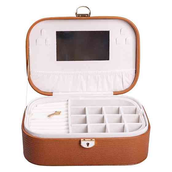 Скринька для прикрас з еко шкіри 2 яруси із замком органайзер для ювелірних виробів HP-5-1BR Київ