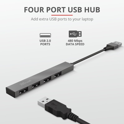 Концентратор Trust Halyx Aluminium 4-Port Mini USB Hub (23786_TRUST) Вінниця - фото 4