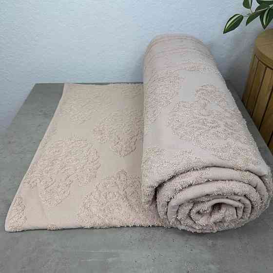 Простирадло-покривало жаккардове махрове 100% Бавовна GM TEXTILE 190x200см 400г/м2 (Бежевий) Суми