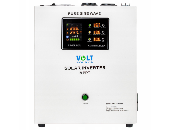 Гібридний ДБЖ інвертор сонячний Volt Polska SINUS PRO 2000 S 24/230V 1400/2000W + 40A MPPT 100V (3SPS200024) Київ