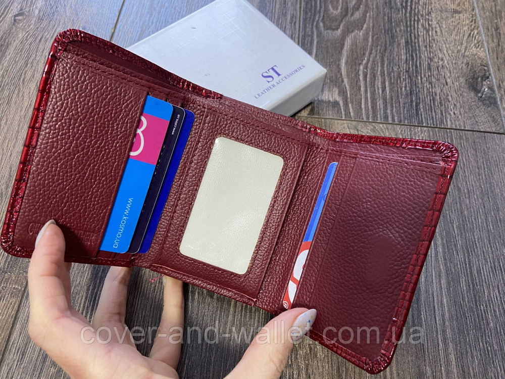 Красный лаковый маленький женский кошелек на магнитах с монетницей ST AE 403 Киев - изображение 3