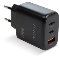 Зарядний пристрій Vinga GaN 65W PD+QC 2C1A ports Wall Charger (VCPCHCCA65B) Київ - фото 1