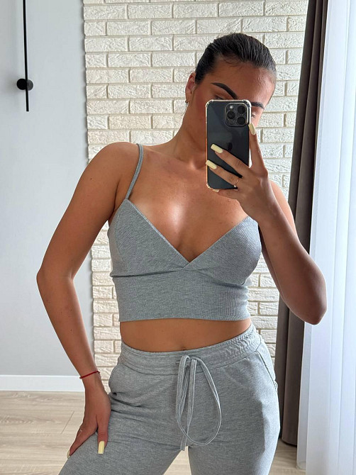 Женский повседневный прогулочный костюм тройка: кофта топ и штаны двунить 46/48, Меланж Одесса - изображение 5