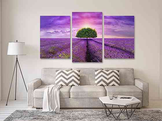 Модульная картина в гостиную / спальню    Лавандове поле 100x150 см Киев