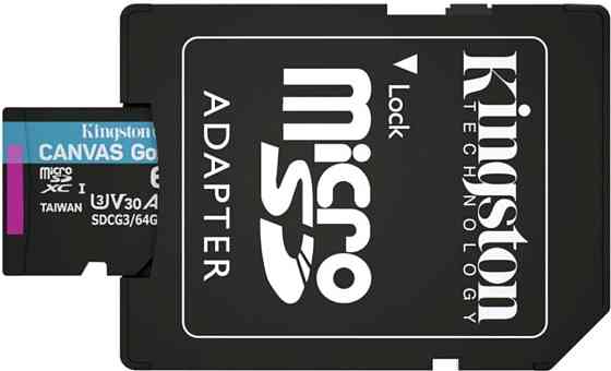 Картка пам'яті Kingston Canvas Go! Plus microSDXC 64GB UHS-I U3 V30 Київ