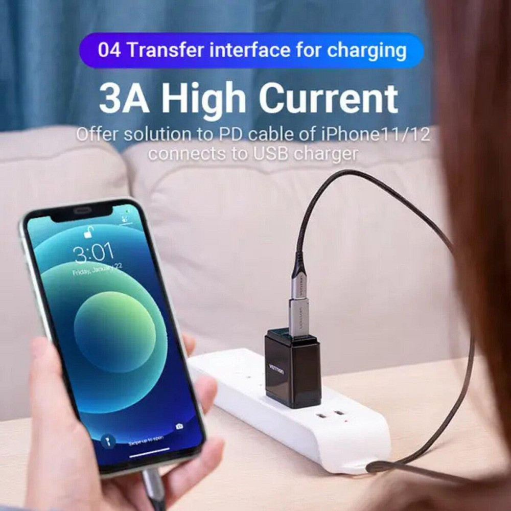 Адаптер перехідник Vention USB 3.0 "тато" - USB-C "мама", сплав алюмінію CDPH0 Одеса - фото 6