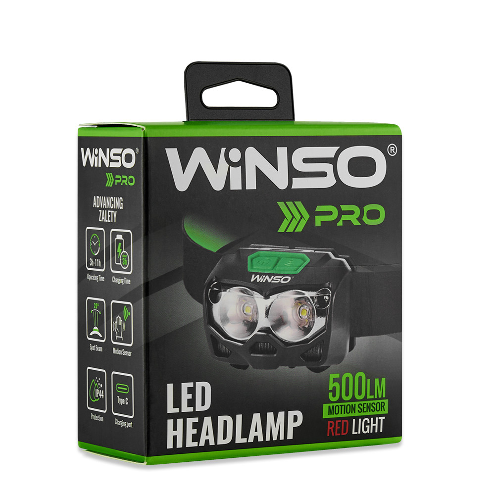 Ліхтар налобний Winso Pro 500Lm, 2x5W CREE XTG, 1200mAh/3xAAA, з сенсором білий/червоний Львів - фото 10