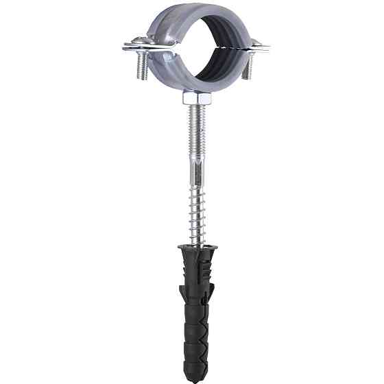 Хомут в зборi CR   1″ (32-37мм) з гвинтом-шурупом 8*80 та дюбелем в уп., сірий Тернопіль