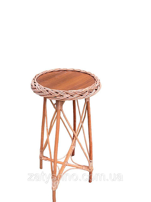 Столик высокий журнальный круглый из лозы Киев - изображение 1