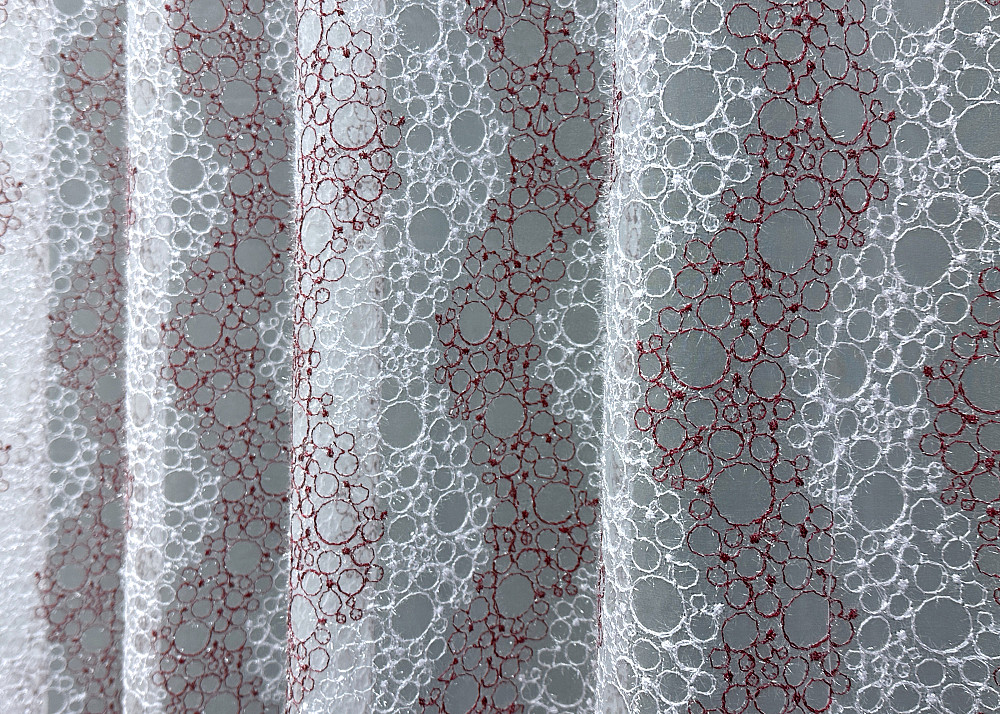 Тюль VR-Textil 1687т Органза з вишивкою Бордовий з білим 300х270 см (42-0724) Київ - фото 7