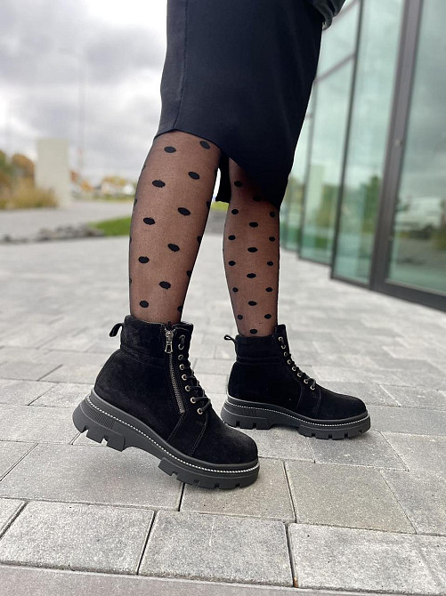 Черевики жіночі RONE BALMAN чорні натуральна замша висота 13см (2760) Коломия - фото 6