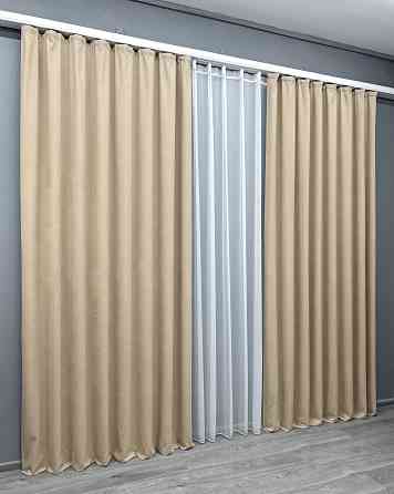 Комплект готовых штор VR-Textil Микровелюр Petek YL № 2013ш Бежевый 140х290 см 2 шт (39-0075) Киев