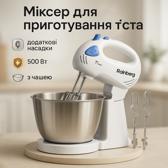 Миксер ручной для смешивания и взбивания, Миксер с насадками для взбивания кухонной работы KQ-17 Львов