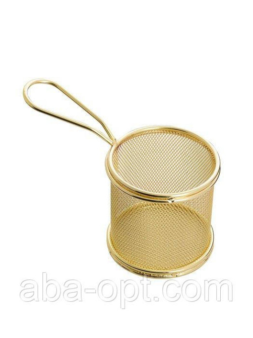 Кошик для подачі снеків золотого кольору Ø 9 Н 12 см (шт) Одеса - фото 1