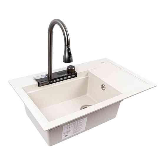 Гранітна мийка VALESO ATRUM 7950 матова Біла в крапку Коломия