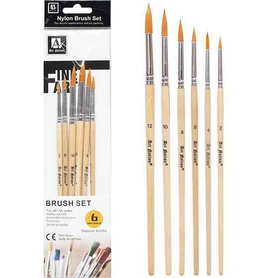Набір художніх пензлів з натуральної щетини BR5806, 6 шт Вінниця