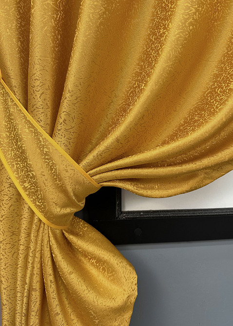 Комплект коротких штор VR-Textil Жакард № 354ш Золотистий 100х170 см 2 шт (35-0402) Київ - фото 4