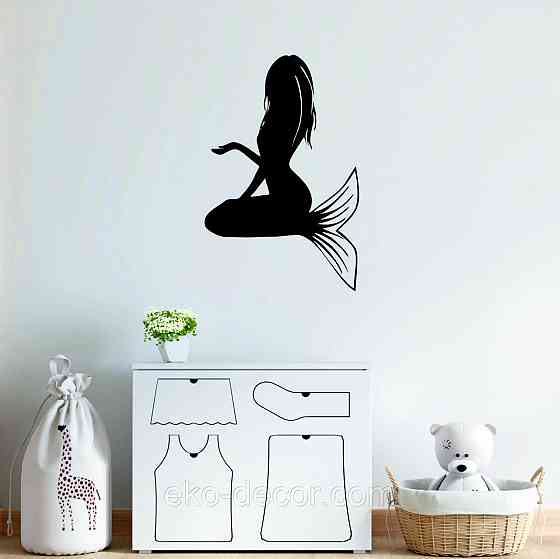 Декоративное настенное 3D Панно «Русалочка» Декор на стену с объемом 110*77 см, Черный Киев