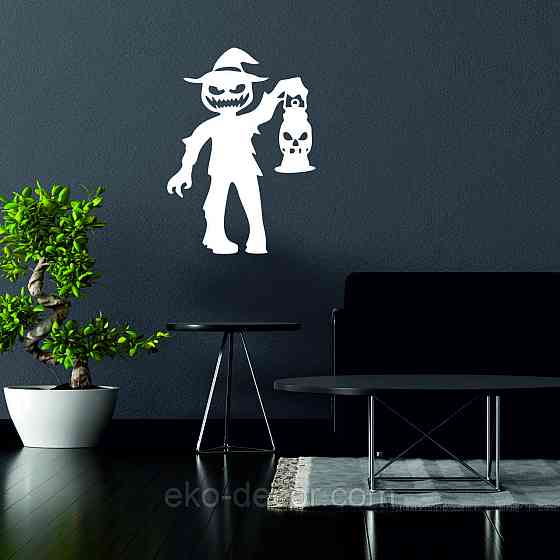 Декоративне настінне Панно «Сілует дітей. Гелловін», Декор на стіну 70*50 см, Білий Київ