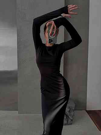 Жіноче базове термо плаття максі в стилі скімс Чорний Одеса