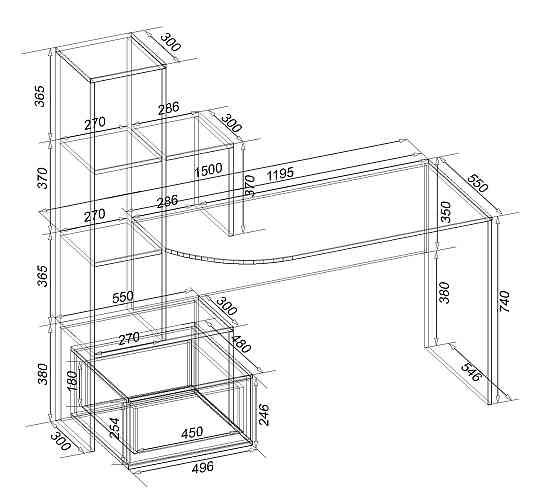 Стіл письмовий СП-1 №2, Дуб Крафт Білий, 1500/550/1500 Львів