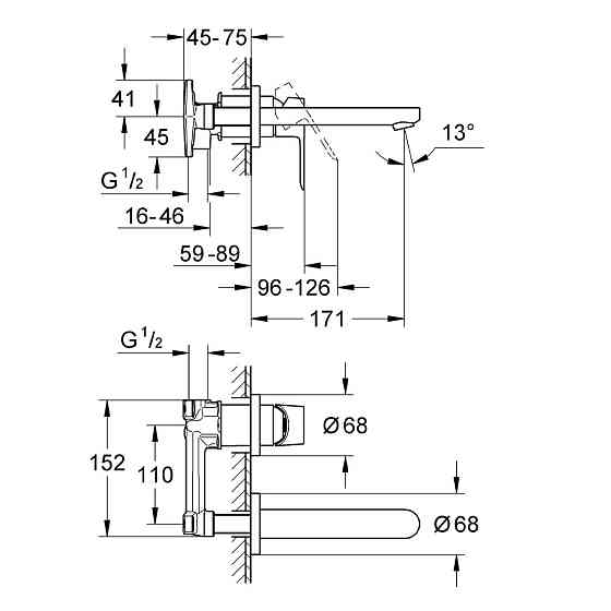 Смеситель для раковины настенный Grohe BauLoop 20289000 Киев
