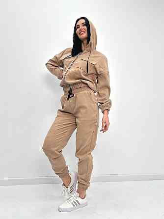 Вельветовый костюм-двойка Demien батал 50-52, Бежевый Киев