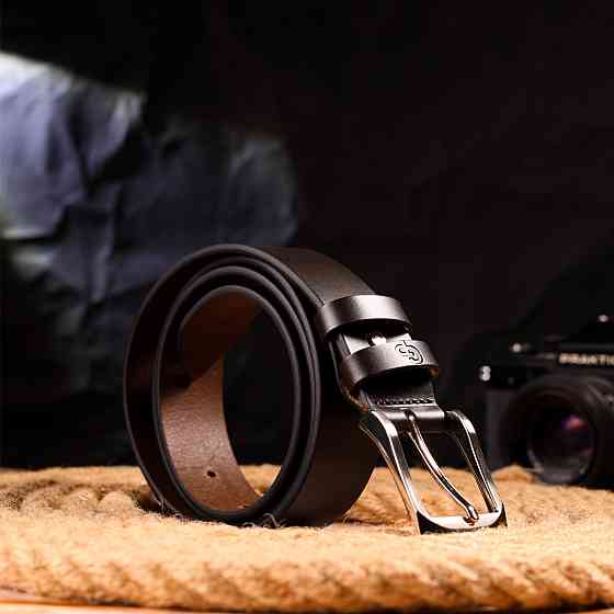 Стильний брючний чоловічий ремінь із натуральної шкіри Grande Pelle 21449 Коричневий Київ