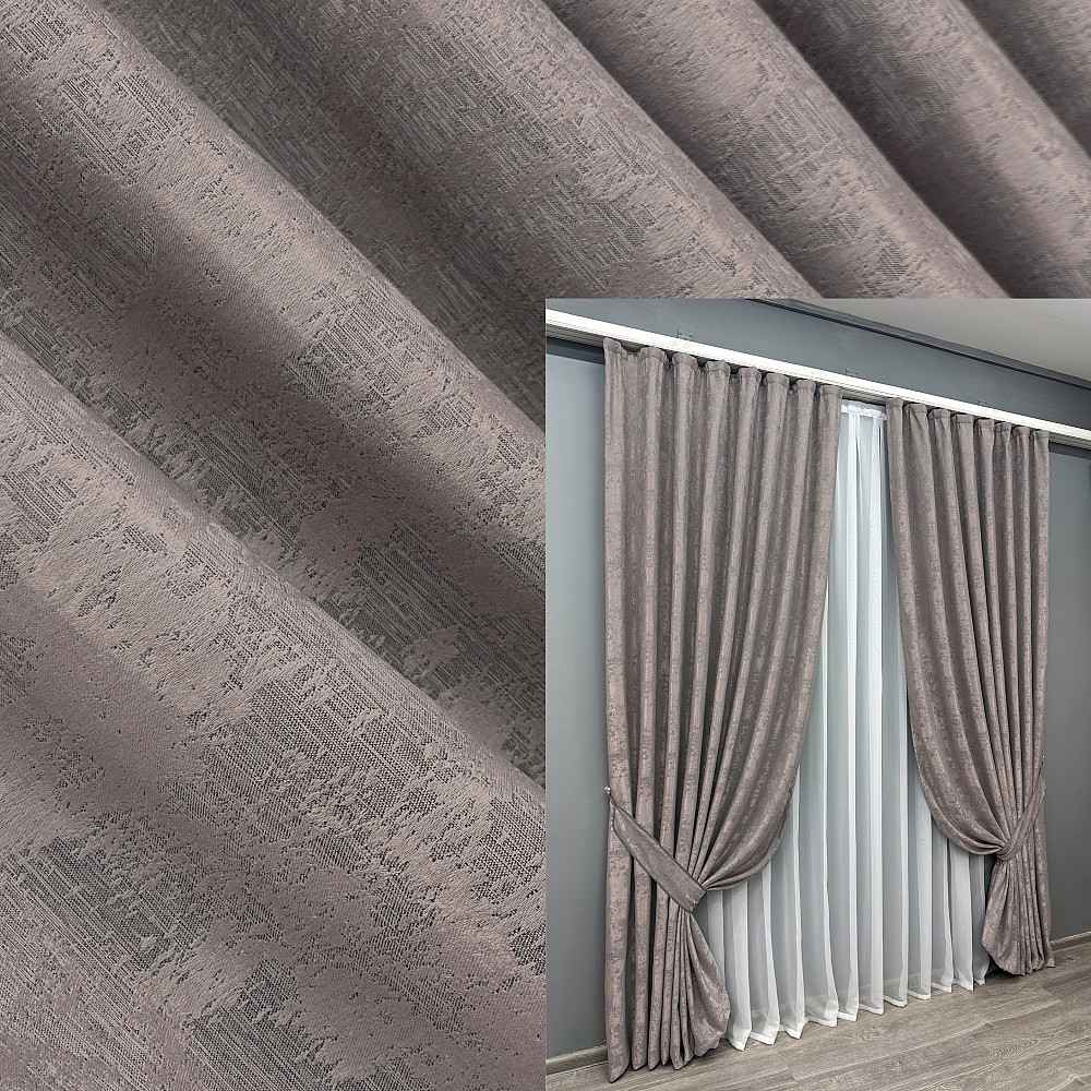 Комплект готовых штор VR-Textil Жаккард Sultan YL № 1210ш Серо-пудровый 200х270 см 2 шт (32-028) Киев - изображение 9
