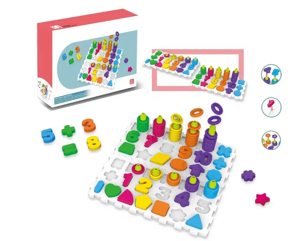 Розвиваюча гра "Логіка-вкладиш 2 в 1" DF78 цифри, букви, фігури Вінниця - фото 1