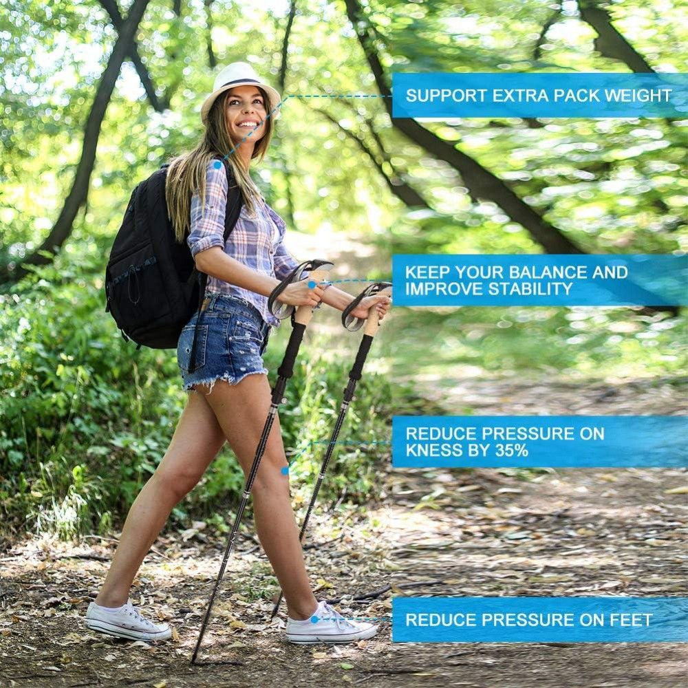 Туристичні трекінгові палиці складані комплект 2 шт, скандинавські палиці для ходьби легкі алюмінієві, чорні для походу альпінізму Київ - фото 2