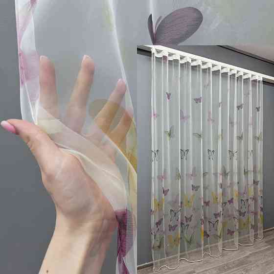 Тюль органза з великим різнокольоровим принтом "Метелики" 982т Київ