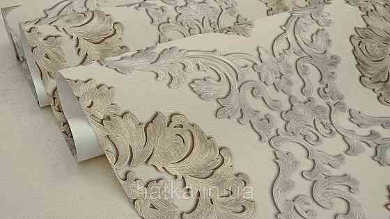 Шпалери метрові вінілові на флізеліні Sintra Classic класика вензелю візерунки структурні золотисті на пісочному 500033 Київ
