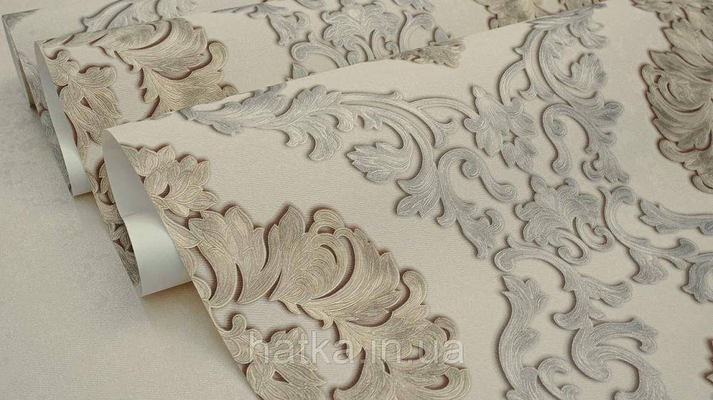 Шпалери метрові вінілові на флізеліні Sintra Classic класика вензелю візерунки структурні золотисті на пісочному 500033 Київ - фото 3