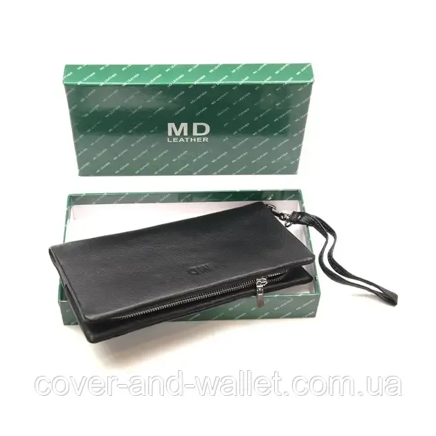 Великий шкіряний чоловічий гаманець клатч на магнітах та блискавці MD Leather Київ - фото 10