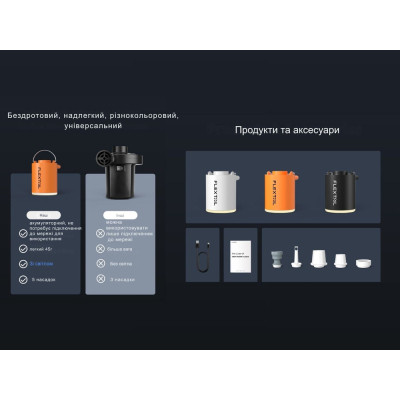 Насос для надувной мебели Flextail Tiny Pump Х з функцією ліхтаря, чорний (6975755964355) Винница - изображение 5