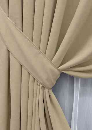 Комплект штор VR-Textil Микровелюр SPARTA 100х270 2шт и Тюль 400х270 1192ш-1153т Бежевый с белым 71-121/2 Киев